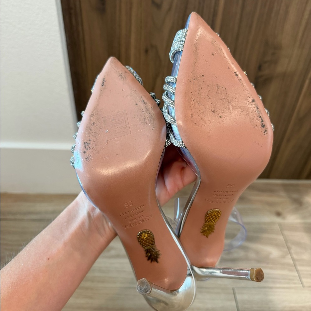 Aquazzura Gatsby Plexi Slingback Pointed-Toe Heels - Picture 3 of 6